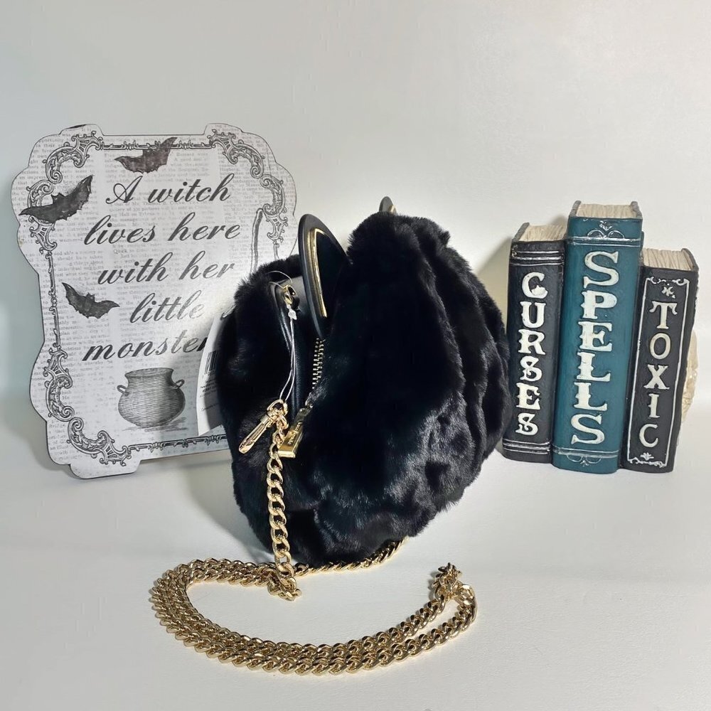Kate Spade Pitch Purrfect Faux Fur Black Cat Bag NWT - Picture 7 of 11